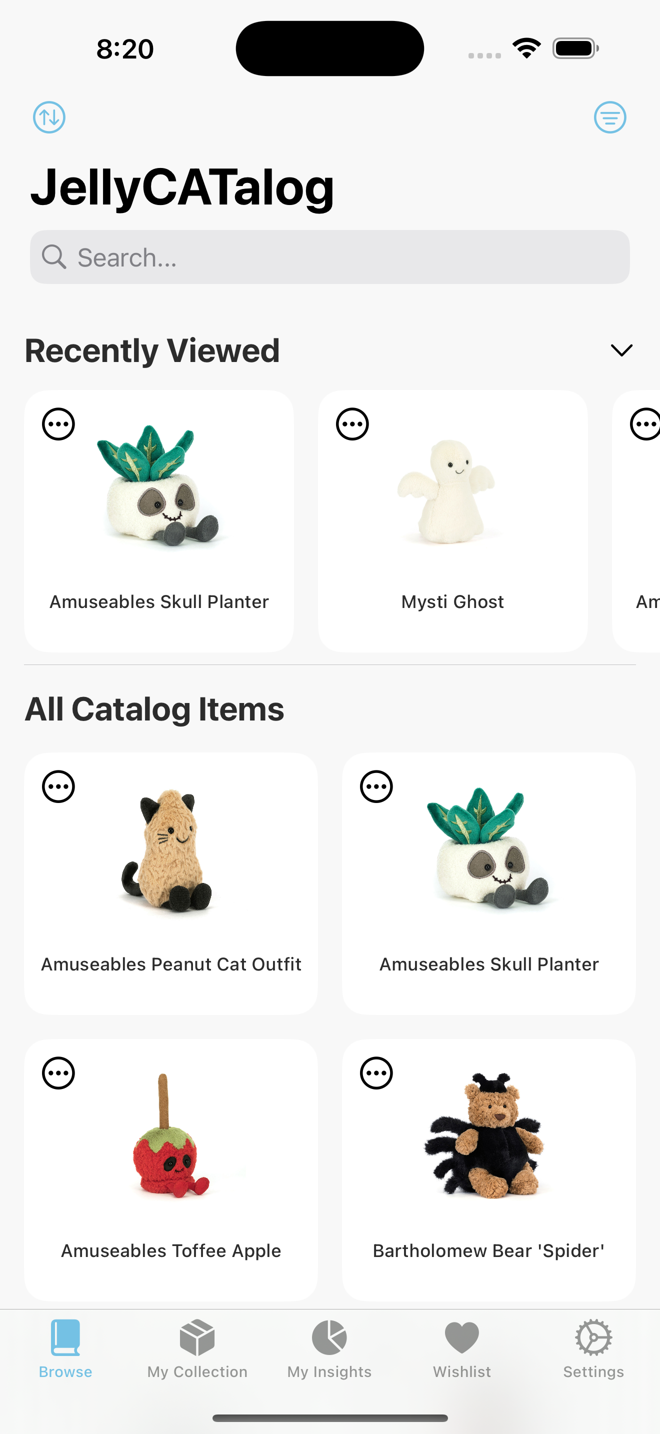 JellyCATalog app browse screen