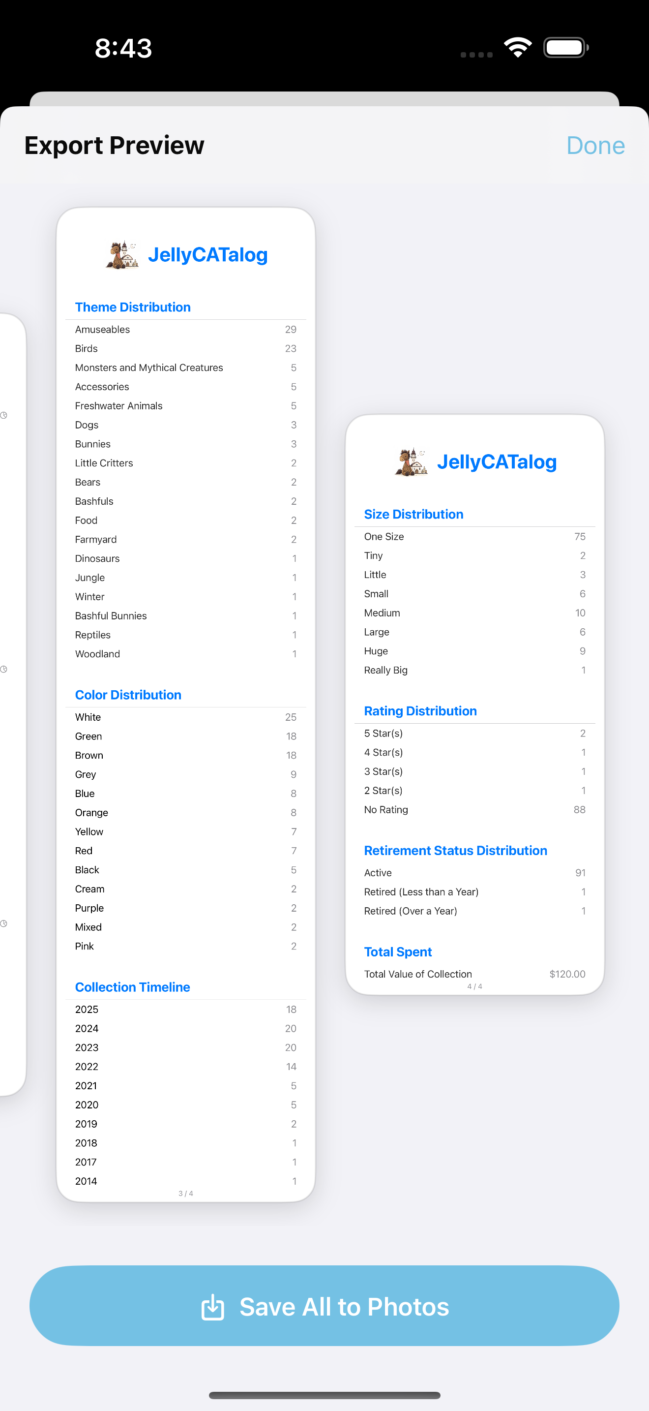 App Insights screen with more detailed breakdowns